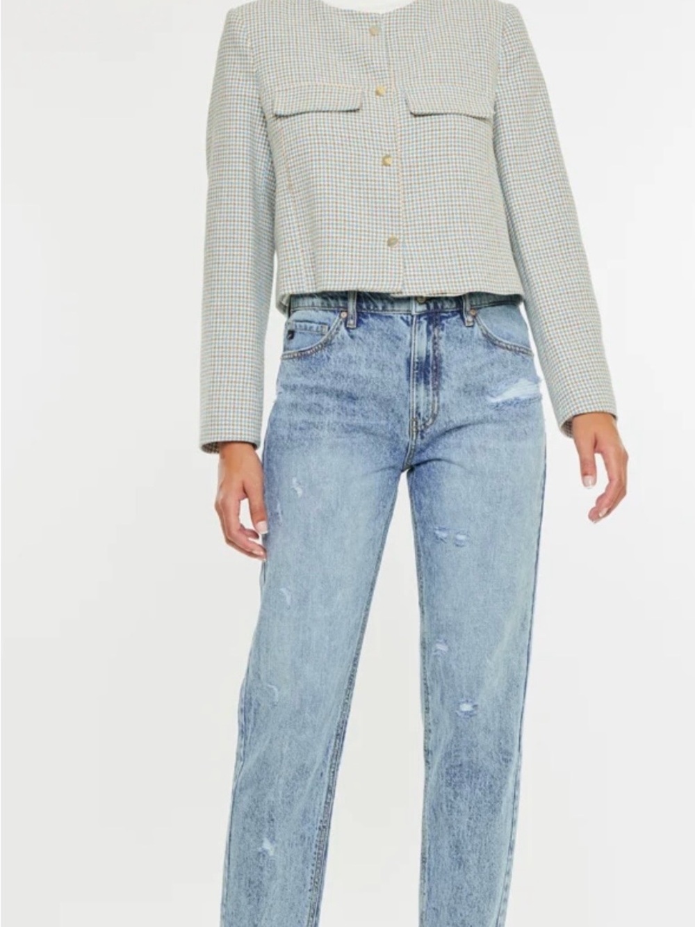 Kancan Womens 9 Harvey Ultra High Rise Mom Jeans Acid Wash Distressed
